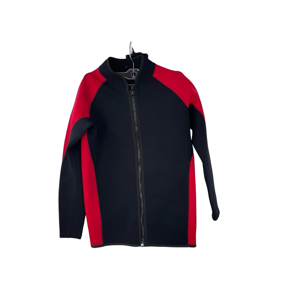 Realon Men Wetsuit Jacket Full Zip Black Red Neoprene Medium